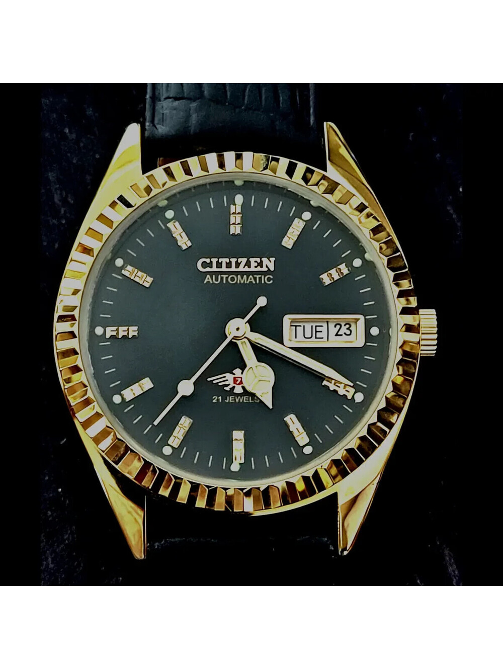 Vintage Citizen Blk Fluted Eagle 7 Automatic Men's Watch